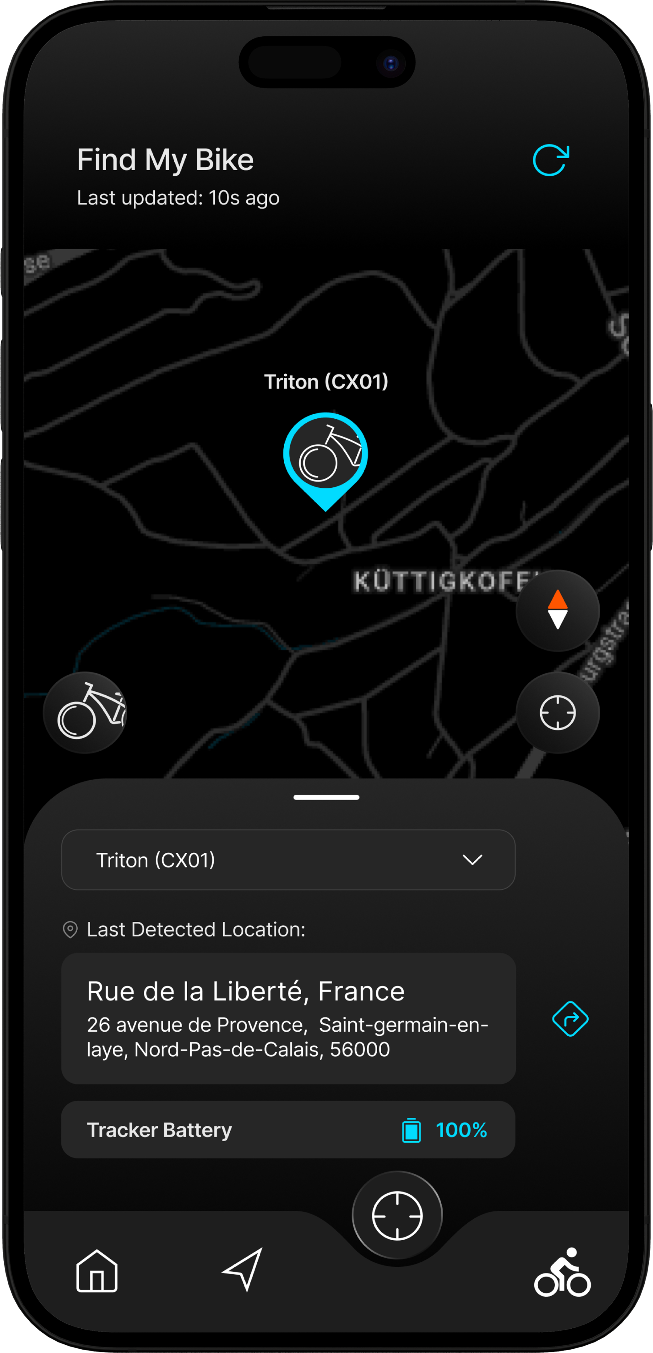 NINE09 Connect app on a phone, controlling an eBike